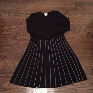 Loft Black Sweater Dress with White Stripes